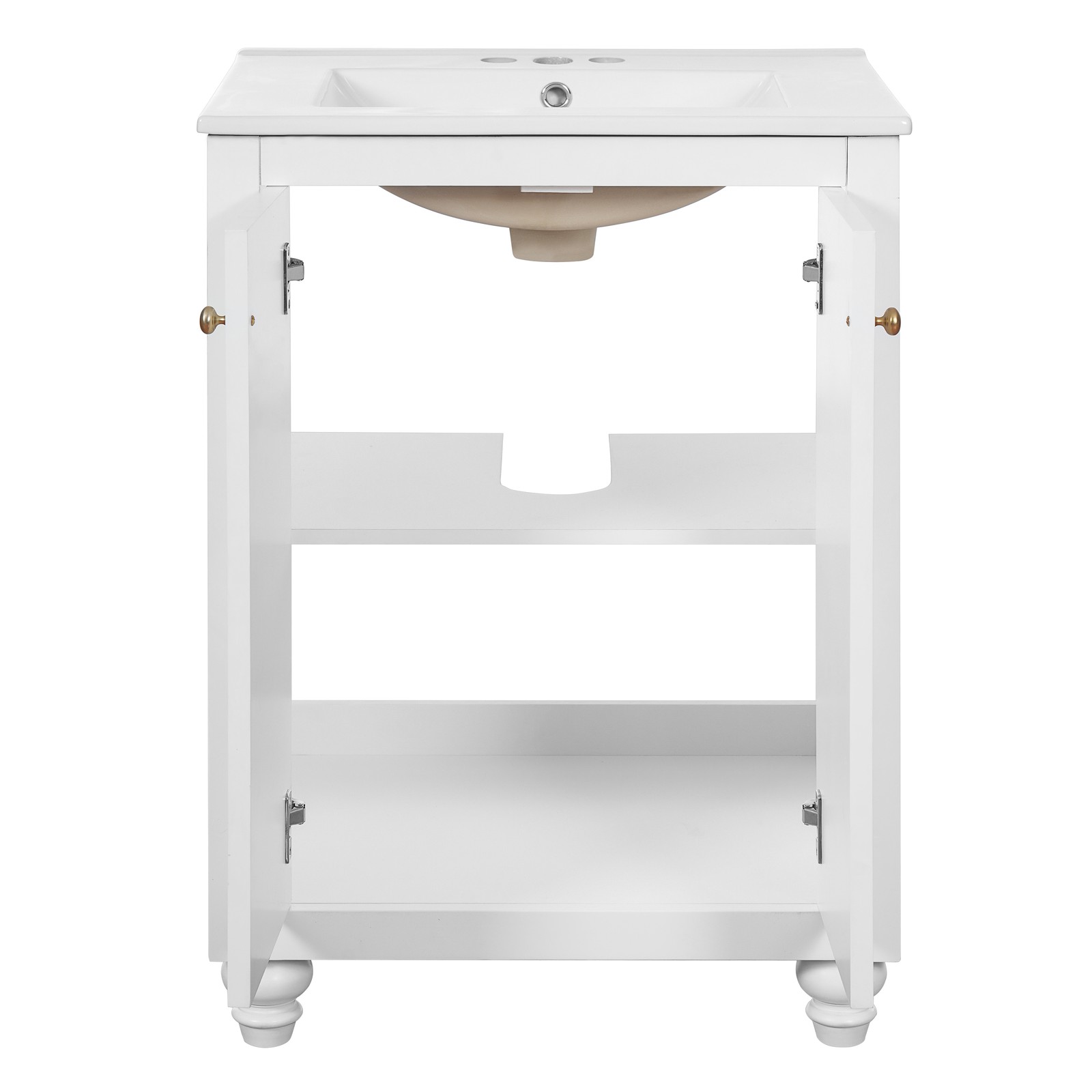 24″ Modern Bathroom Vanity with Elliptical Motif & Soft-Close Hinges