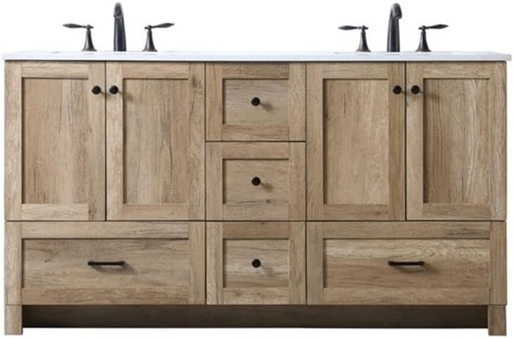 Elegant Lighting – VF2860DNT – 60 Inch Double Bathroom Vanity In Natural Oak