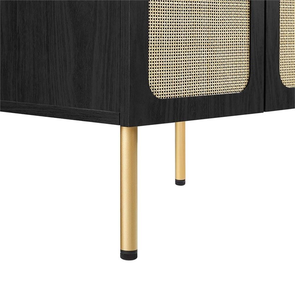 Modway Chaucer 24″ Wood & Rattan Bathroom Vanity with Adjustable Shelf in Black