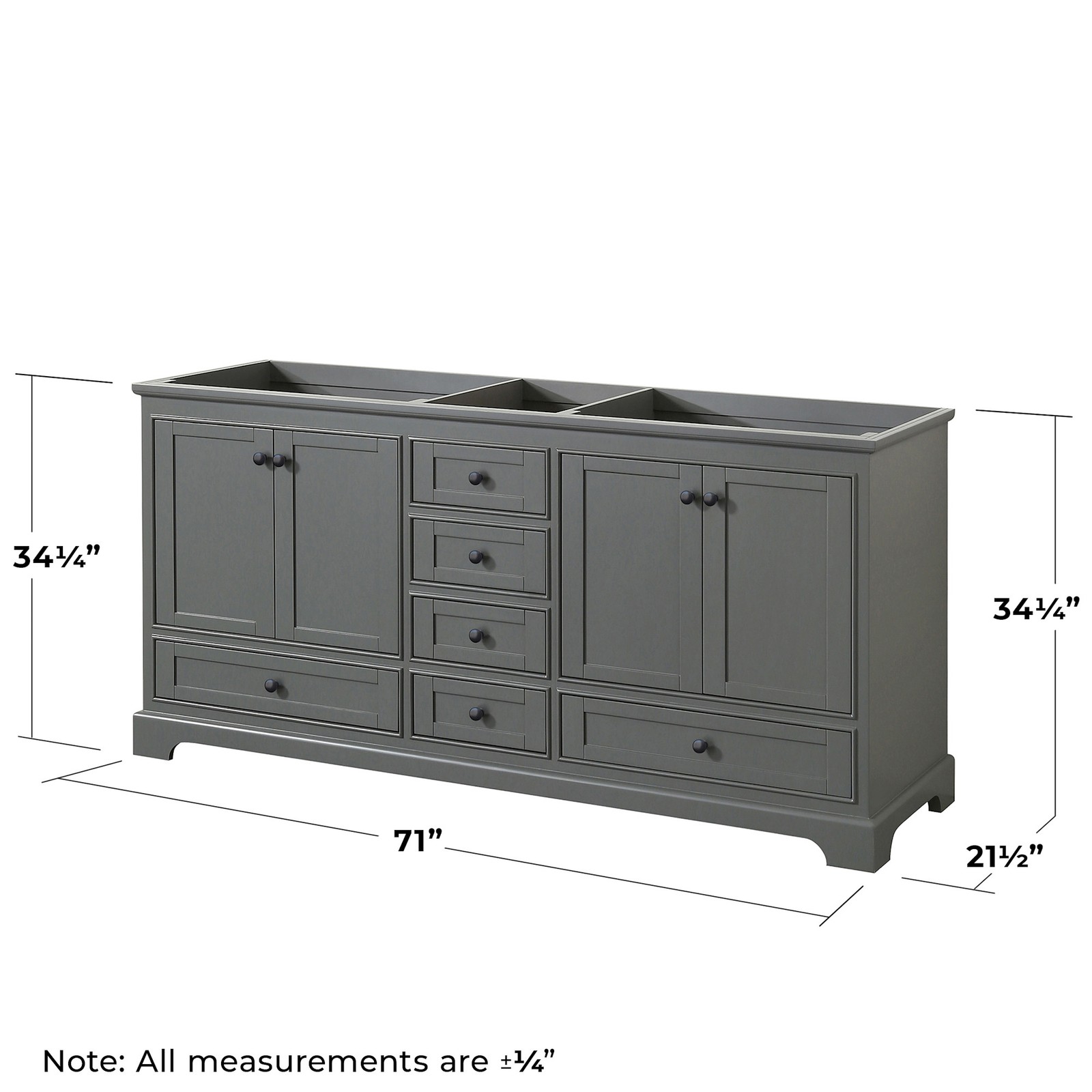 Wyndham Collection WCS202072DCXSXXMXX Deborah 71″ Double – Dark Gray / Matte