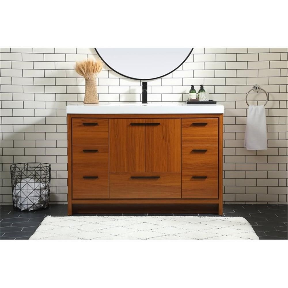 Elegant Decor Wyatt 48″ Aluminum Alloy and MDF Single Bathroom Vanity in Teak