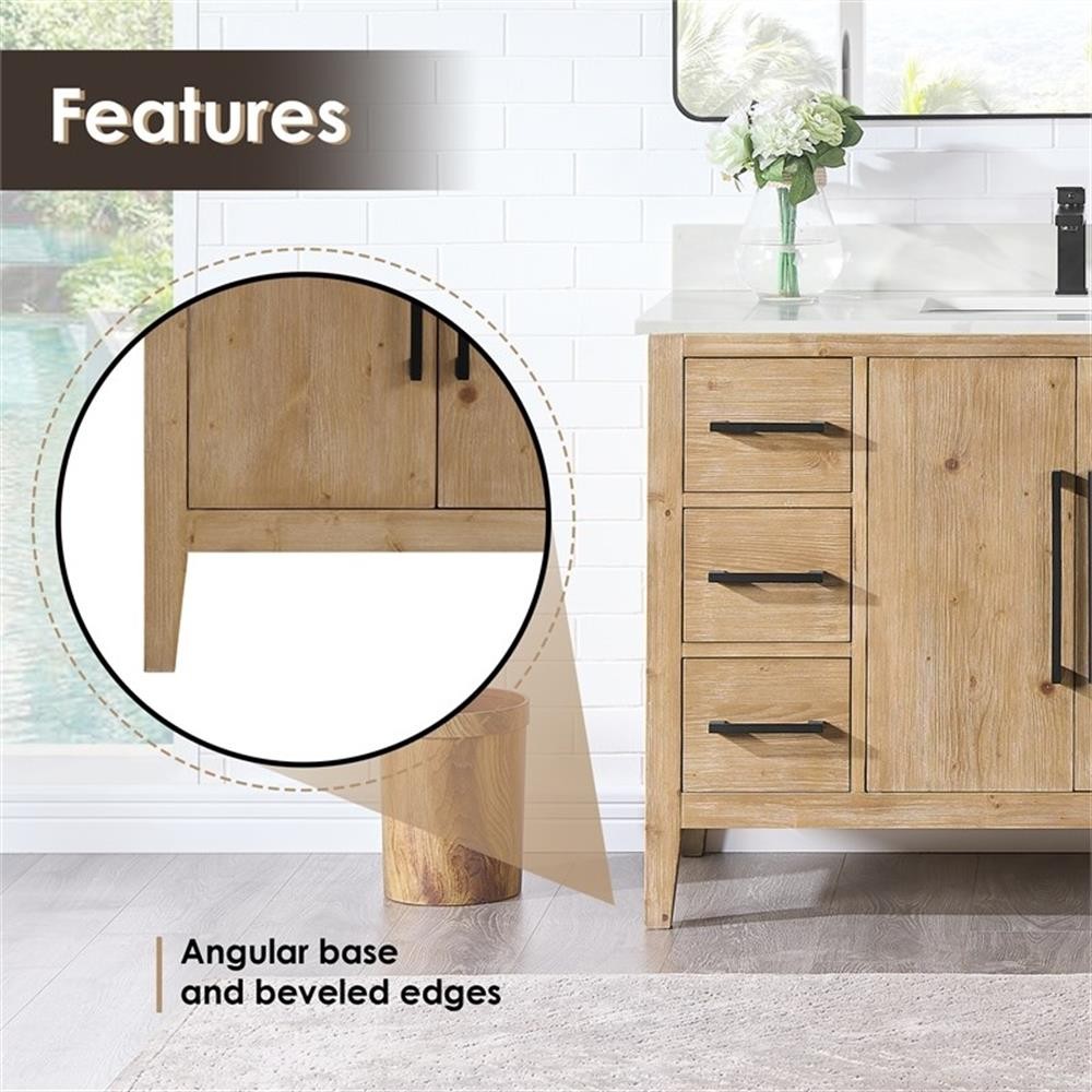 Pemberly Row 48″ Wood Vanity Base – Weathered Fir without Top and Sink no Mirror