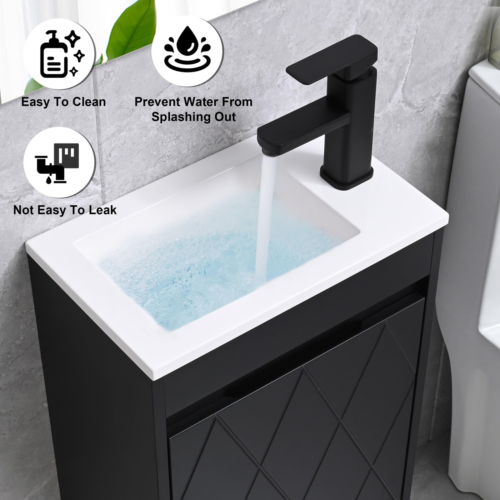 16 Bathroom Vanity Sink Combo for Small Space, Wall Mounted Bathroom Cabinet Set