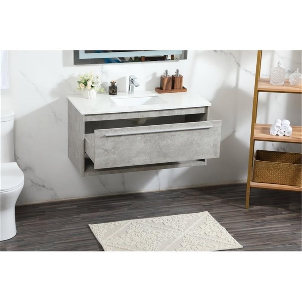 Elegant Decor Roman 40″ Aluminum Alloy MDF Single Bathroom Vanity in Gray