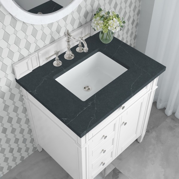 30″ James Martin Brittany 655-V30-BW-3CSP Vanity Cabinet Charcoal Soapstone Top