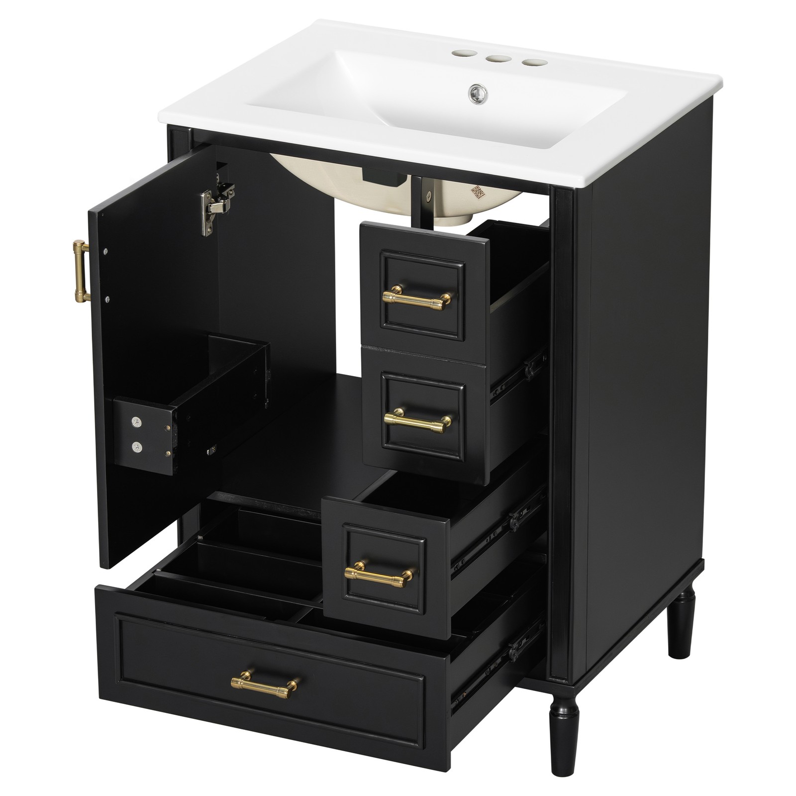 24″ Bathroom Vanity Set Floor Standing Bathroom Storage Cabinet w/Three Drawers