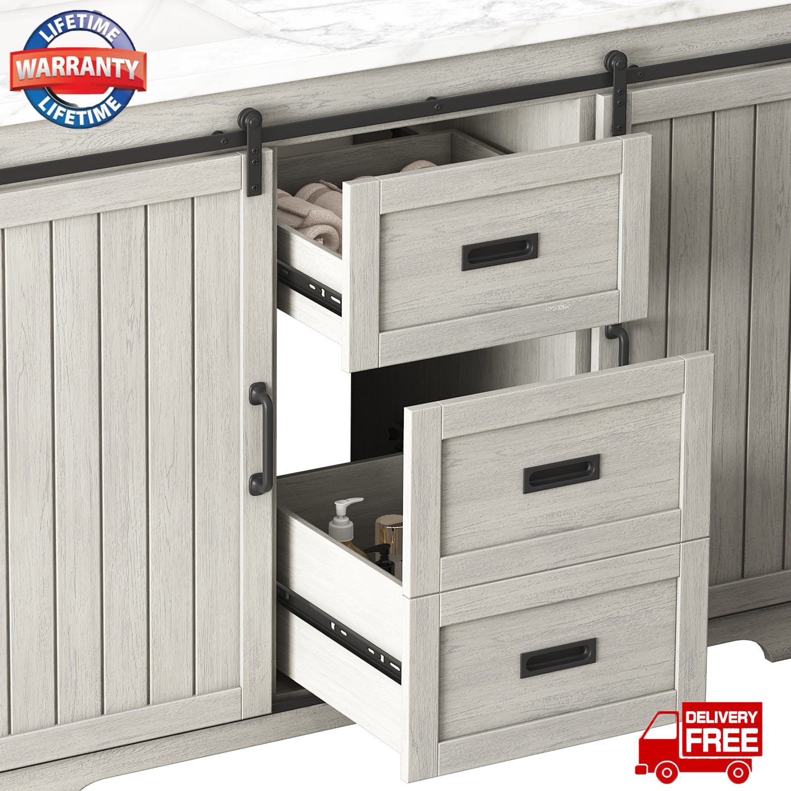 47″ Bathroom Vanity with Sink Combo Freestanding Bath Storage Cabinet w/ Drawers