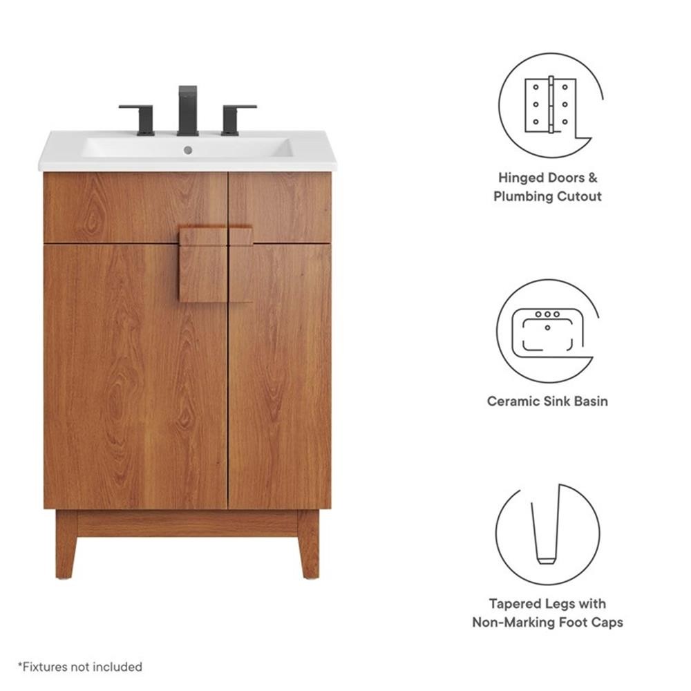 Pemberley Row Wood White/Walnut Bathroom Vanity Rectangular Hinged Doors 23″W…