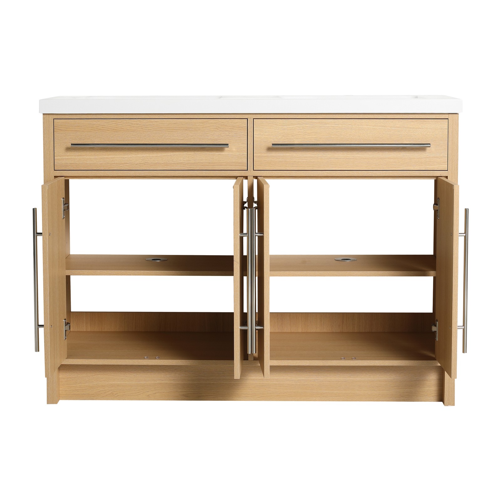 48 inch Plywood Bathroom Vanity Freestanding Double Resin Sink Storage W/2 Doors