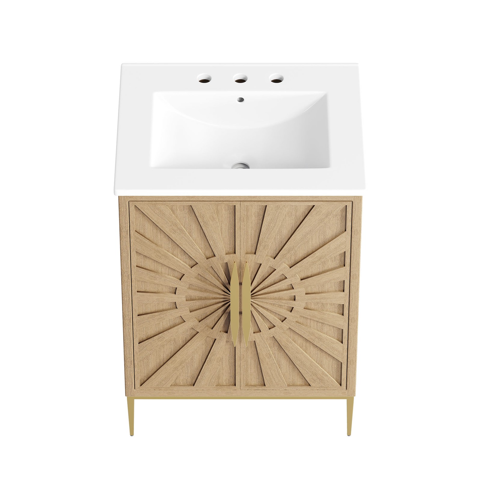 Modway Awaken 24″ Bathroom Vanity in Oak White With Ceramic Sink Basin