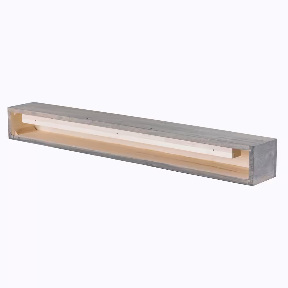 48 In. W X 5.5 In. H X 6.25 In. D Modern Farmhouse Ash Gray Cap-Shelf Mantel Fre