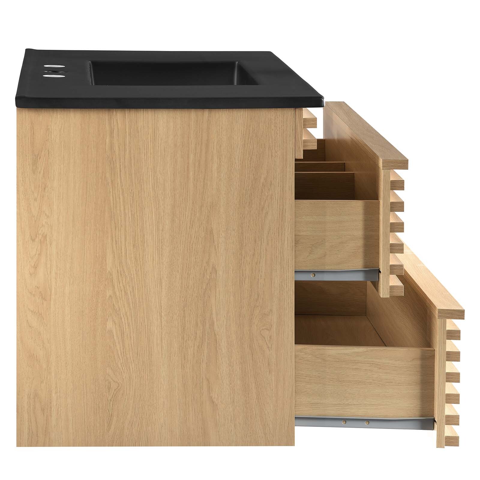 Modway Render 36″ Wall-Mount Bathroom Vanity in Oak Black