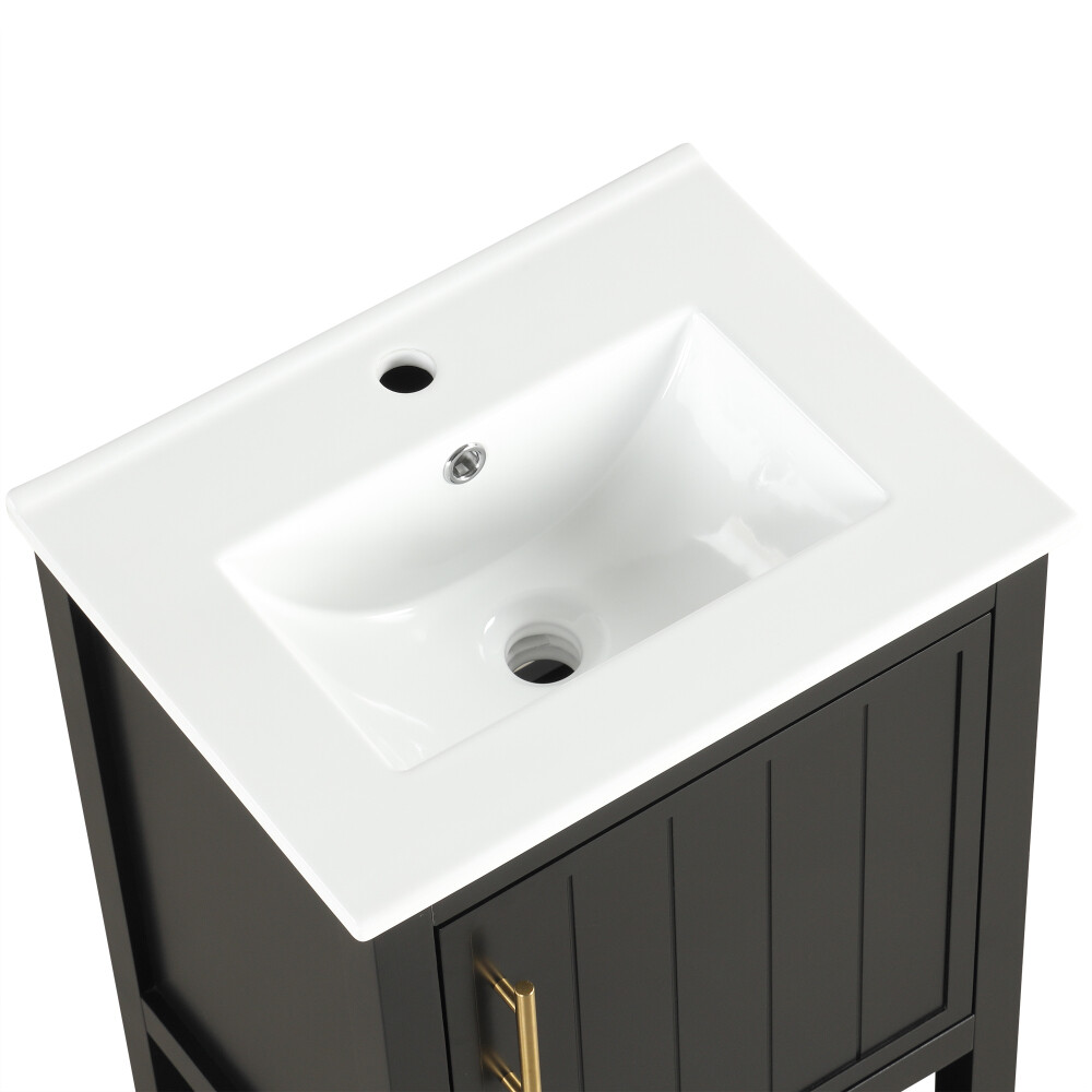 20″ Bathroom Vanity with Sink, Bathroom Cabinet with Storage Rack and Open Shelf