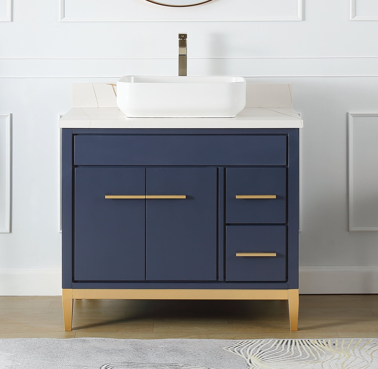 36 inch Navy Blue Beatrice Vessel Sink Bathroom Vanity – 9936NB-36U