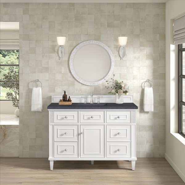 48″ James Martin Lorelai 424-V48-BW-3CSP Vanity Cabinet Charcoal Soapstone Top