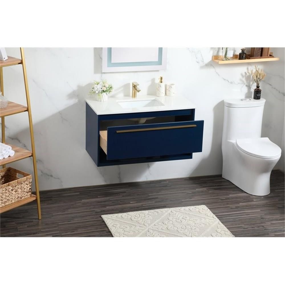 Elegant Decor Roman 36″ Aluminum Alloy MDF Single Bathroom Vanity in Blue