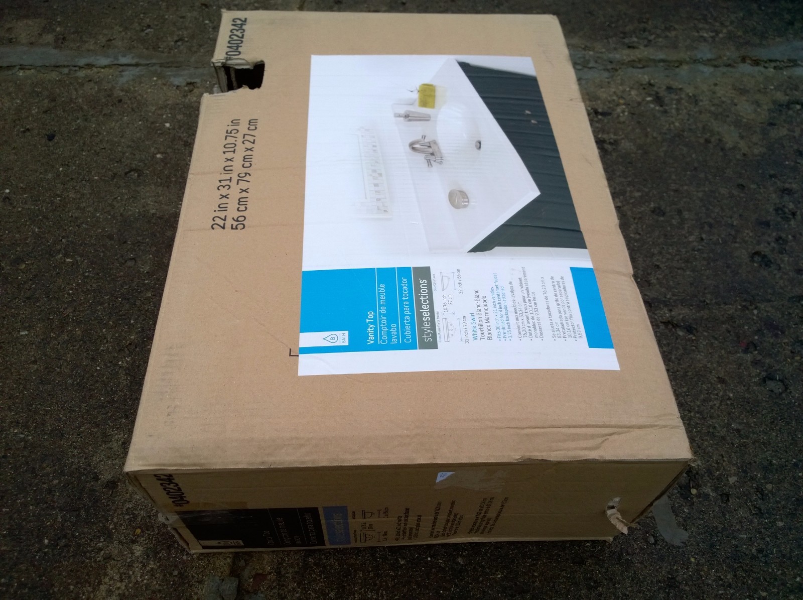 NIB Nice Bathroom White Cultured-Marble VANITY TOP w/ SINK 31″W x 22″D