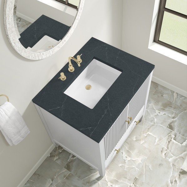 30″ James Martin Myrrin 485-V30-BW-3CSP Vanity Cabinet Charcoal Soapstone Top