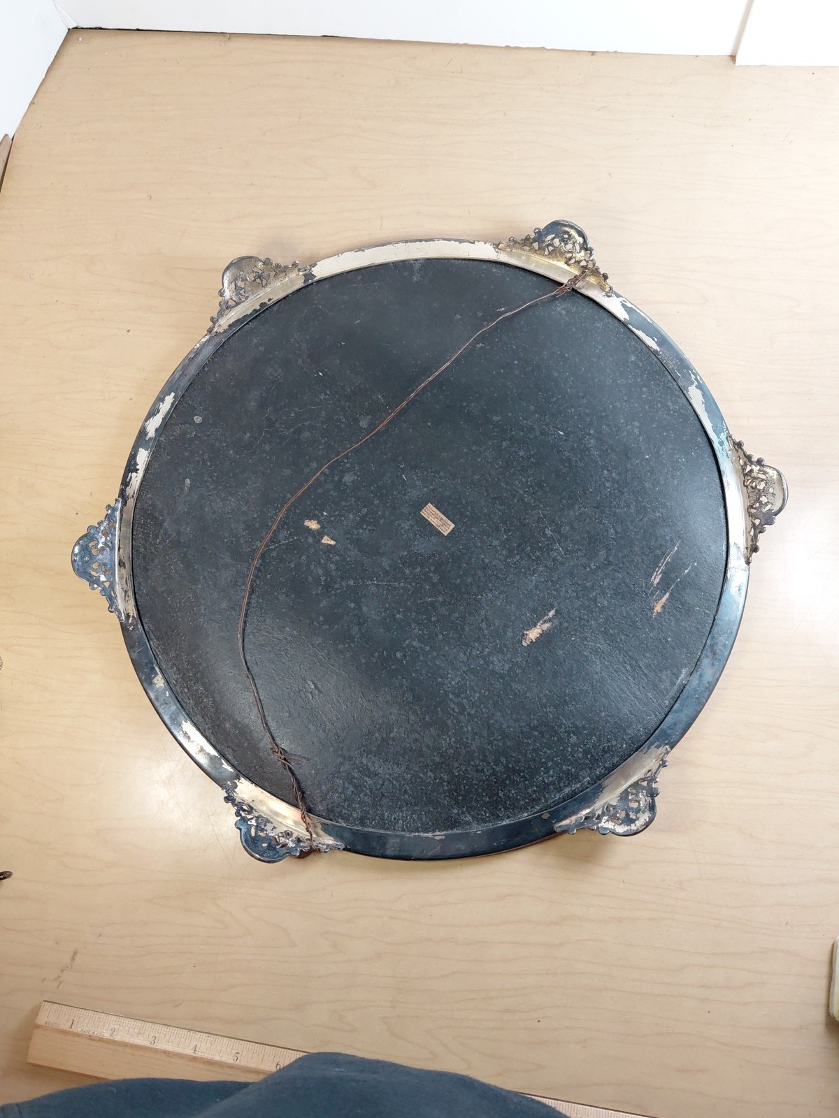 Late 19th Century Victorian Round Mirrored Vanity Plateau – 15.5″ Mirror