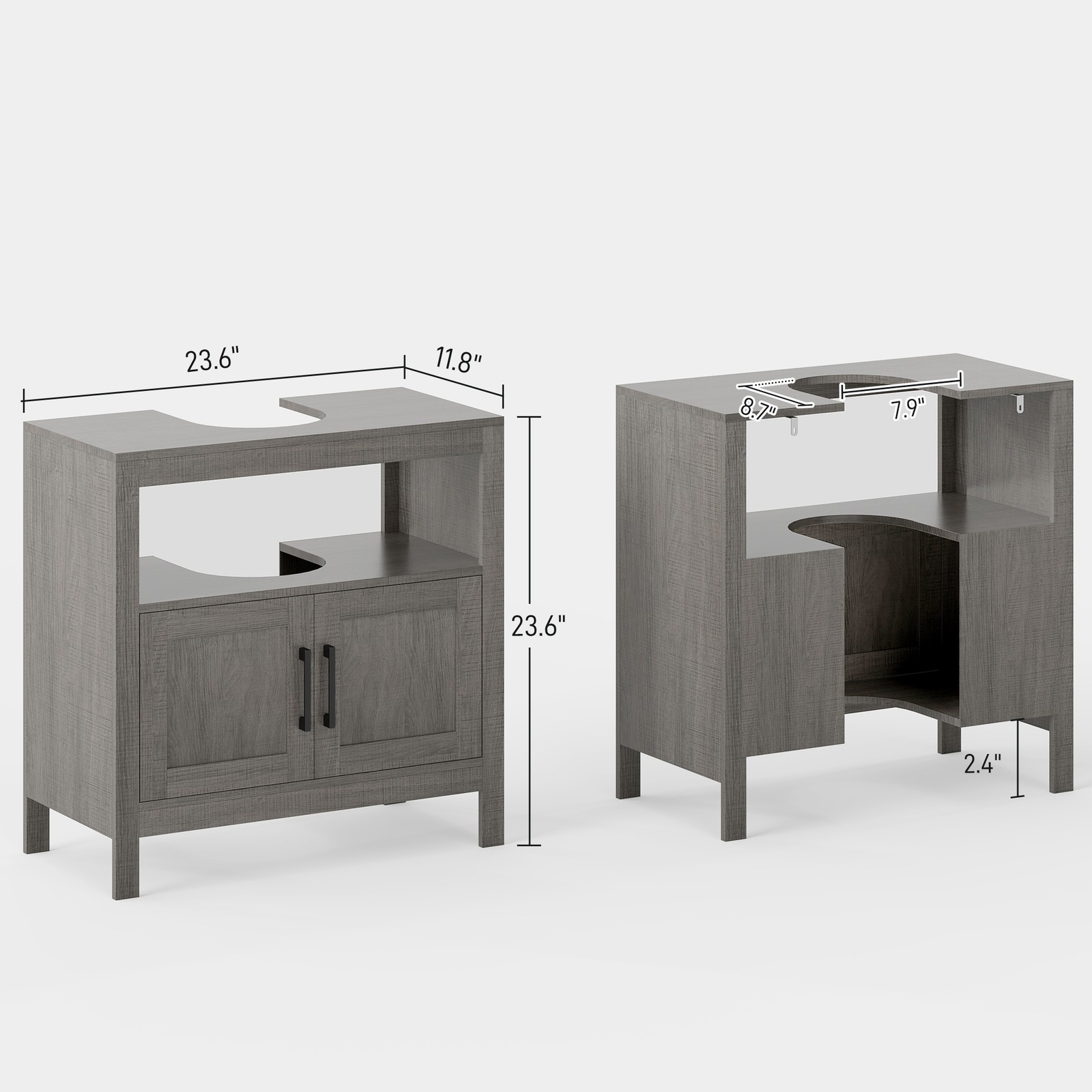 Pedestal Sink Storage Cabinet, Bathroom Sink Cabinet, Grey
