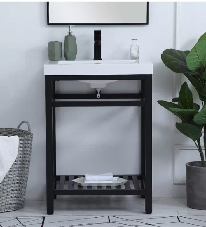 Modern Metal Bathroom Vanity with Sink 24″
