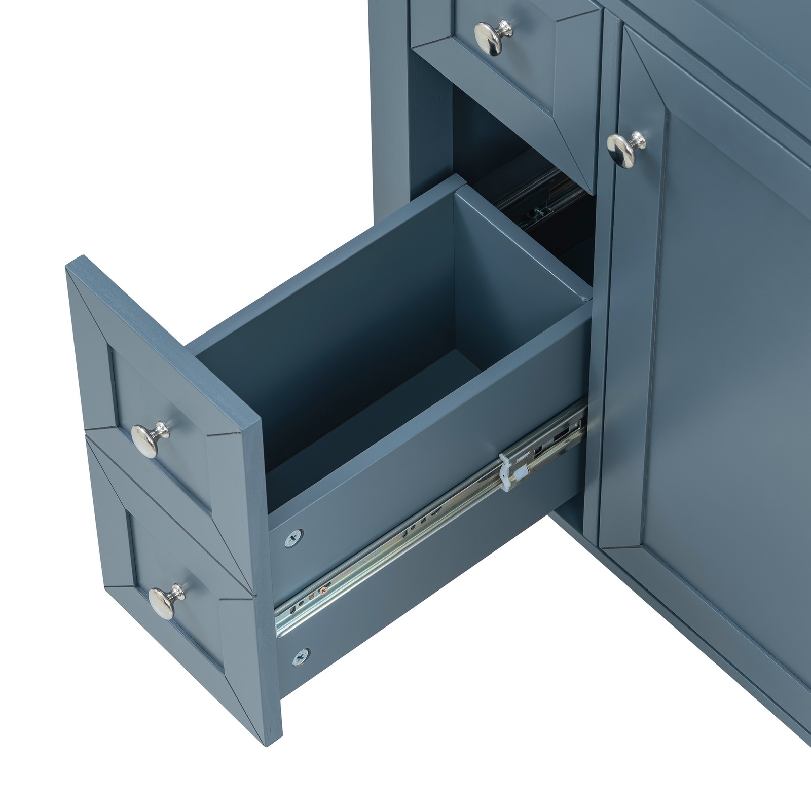 24″ Blue Gray Bathroom Vanity with Ceramic Sink & Soft-Close Drawers