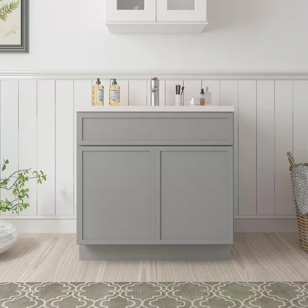 39 In. W X 21 In. D X 32.5 In. H 2-Doors Bath Vanity Cabinet without Top in Gray