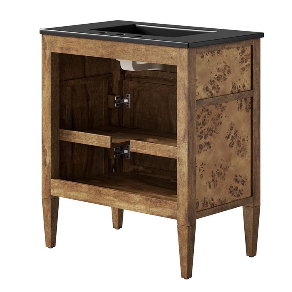 Modway Elysian 30″ Modern Wood Bathroom Vanity in Black and Brown