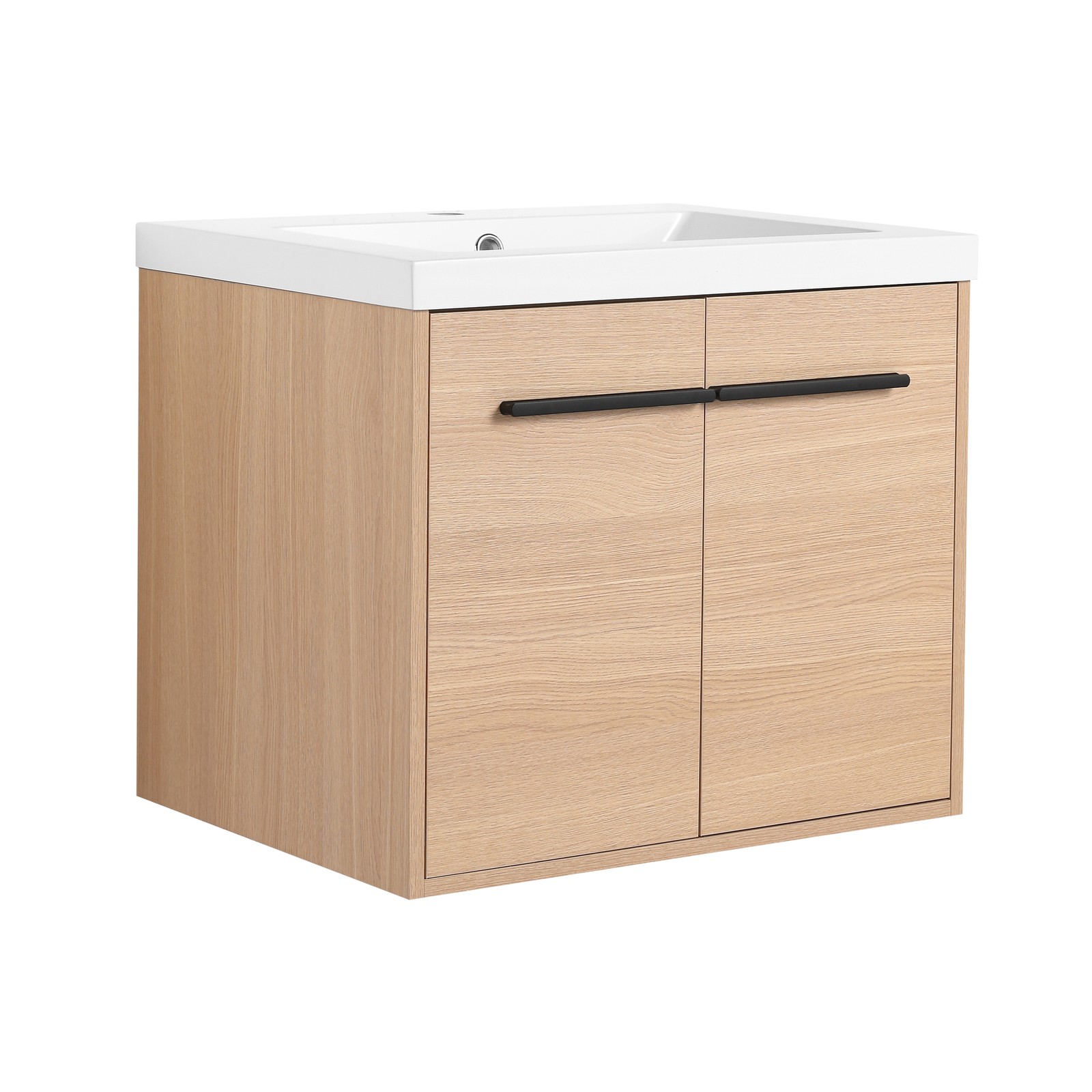 24″ Floating Wall Mounted Bathroom Vanity Cabinet with Resin Basin Natural Oak