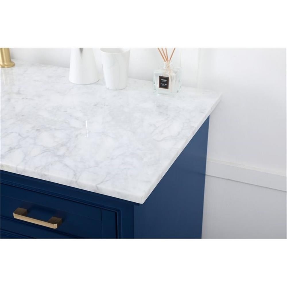 Elegant Decor Americana 60″ Metal MDF Marble Single Bathroom Vanity in Blue