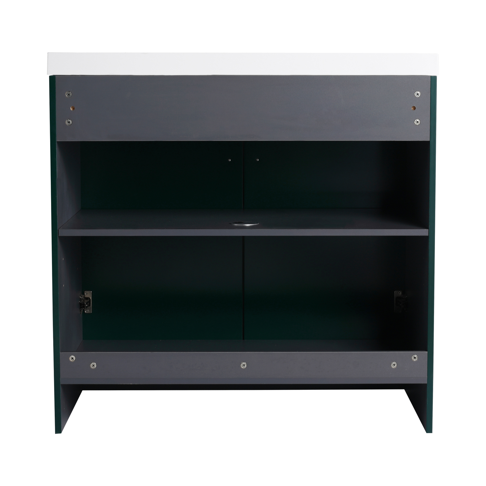 36inch Plywood Freestanding Bathroom Vanity Cabinet Dark Green Resin Sink Basin