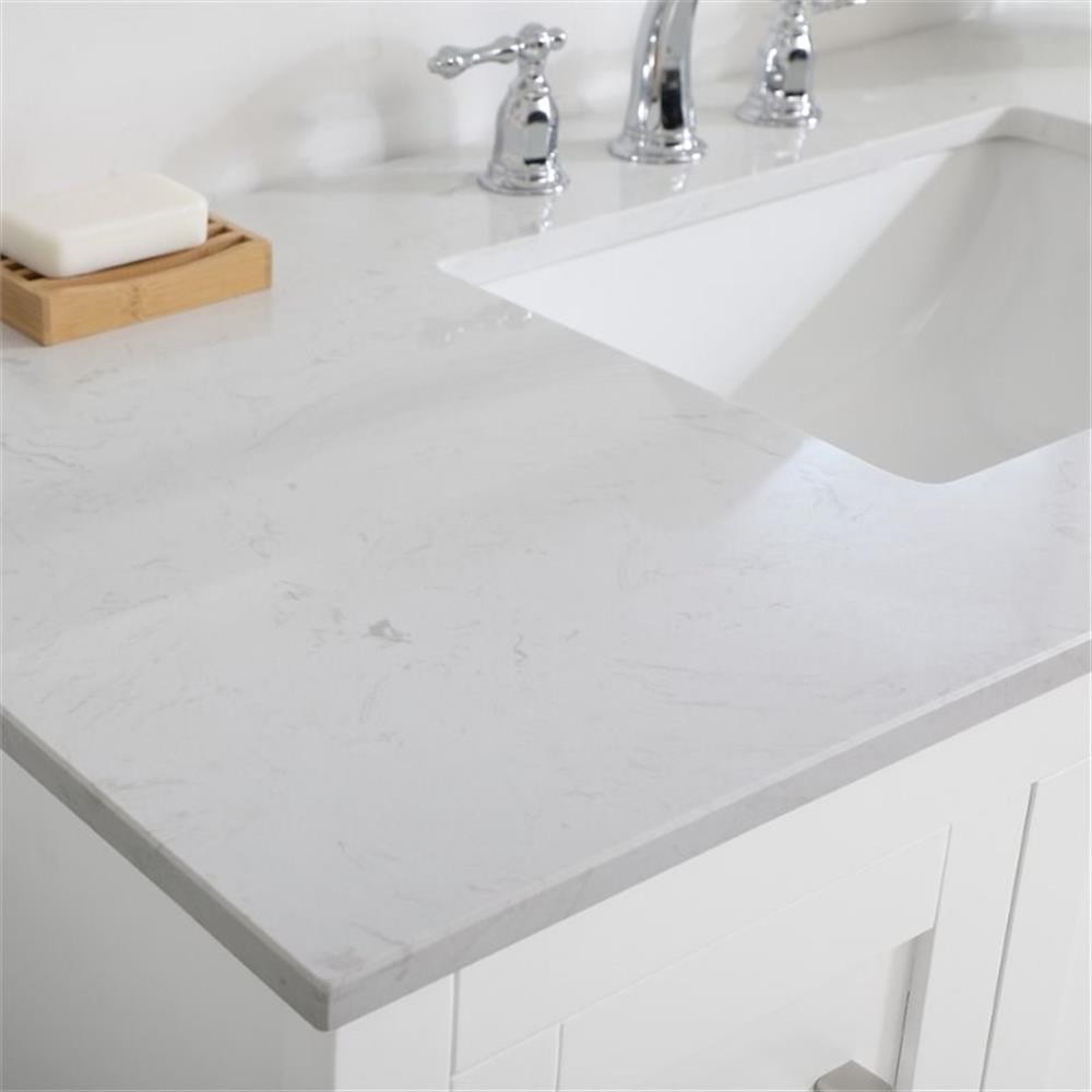 Elegant Decor Aubrey 48″ Single Quartz Top Bathroom Vanity in White