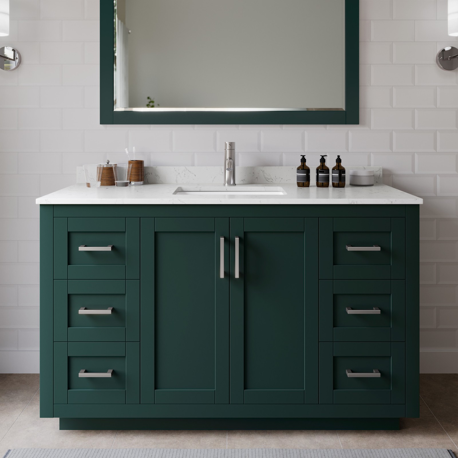 Wyndham Collection WCF2929-54S-VCA-MXX Miranda 54″ – Green / Carrara Cultured