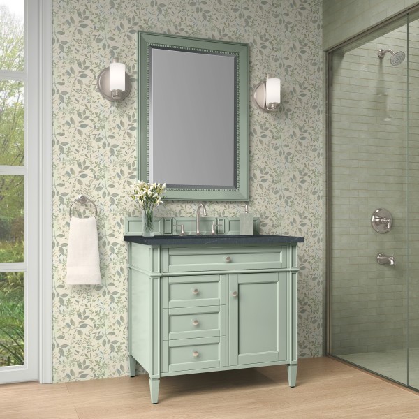 36″ James Martin Brittany 650-V36-SGR-3CSP Vanity Cabinet Charcoal Soapstone Top