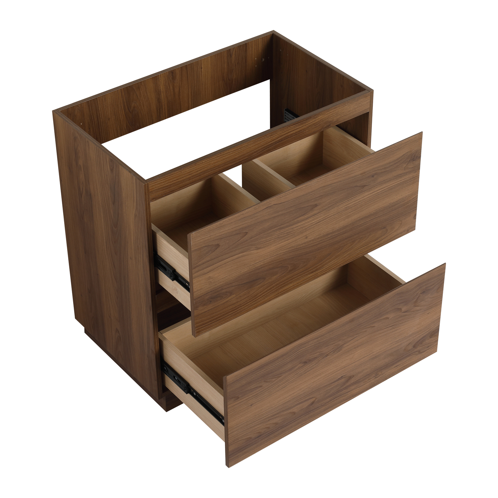 30″ Wood Freestanding Bathroom Vanity W/ Undermount Resin Sink +2 Drawers Brown