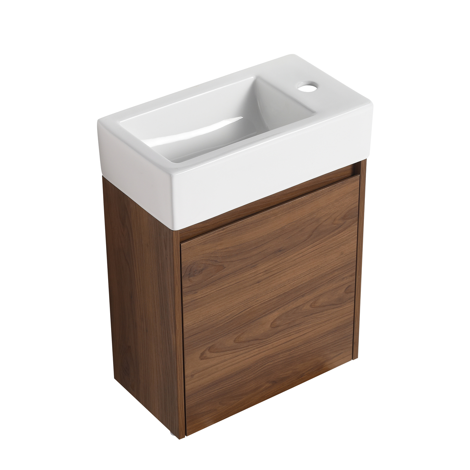 18Inch Plywood Bathroom Vanity Cabinet W/ Sink for Small Bathroom W/ Door Brown