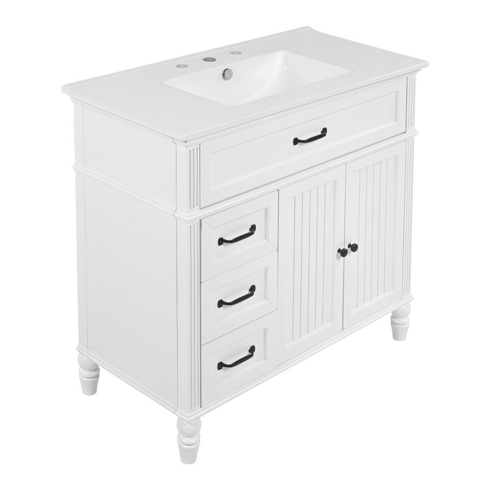 36″ Bathroom Vanity with Sink, Bathroom Cabinet with Drawers, Solid Frame