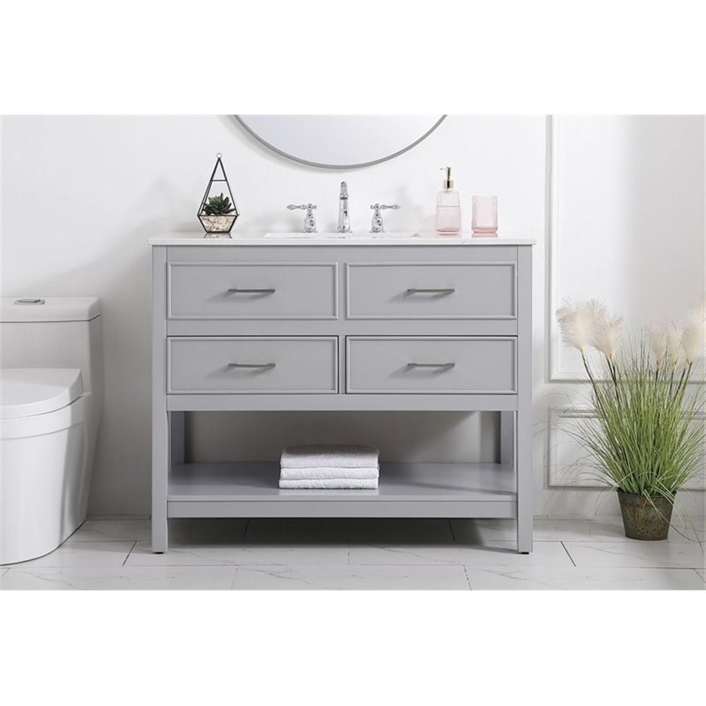 Elegant Decor Sinclaire 42″ Aluminum Alloy & MDF Single Bathroom Vanity in Gray