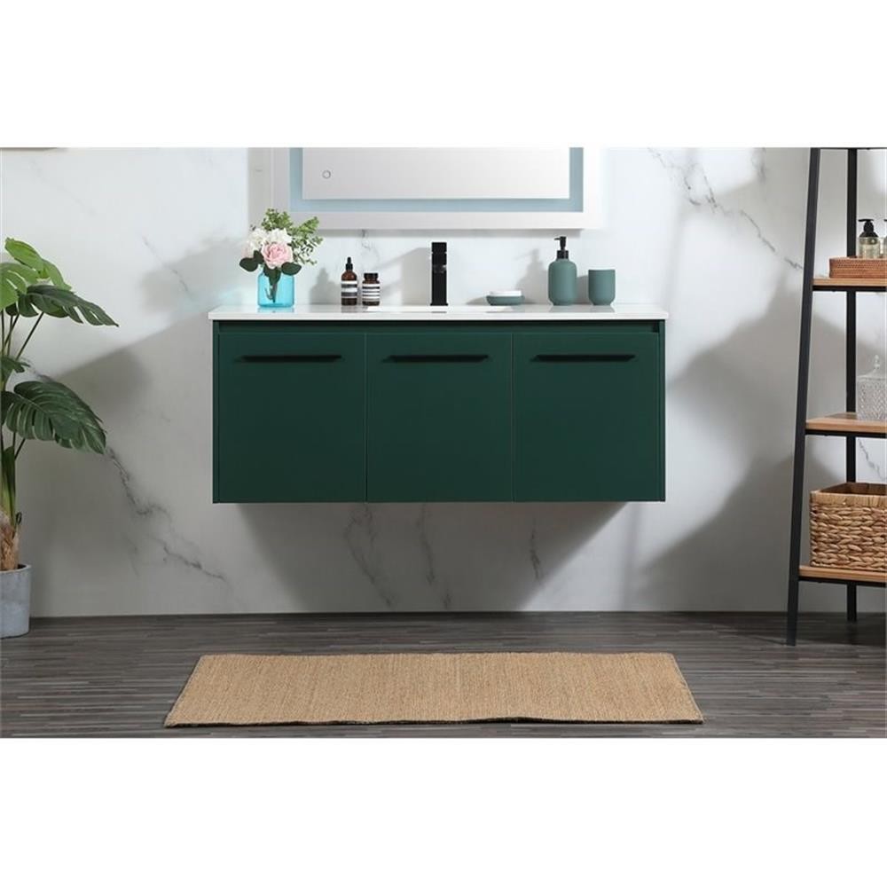 Elegant Decor Penn 48″ Aluminum Alloy MDF Single Bathroom Vanity in Green