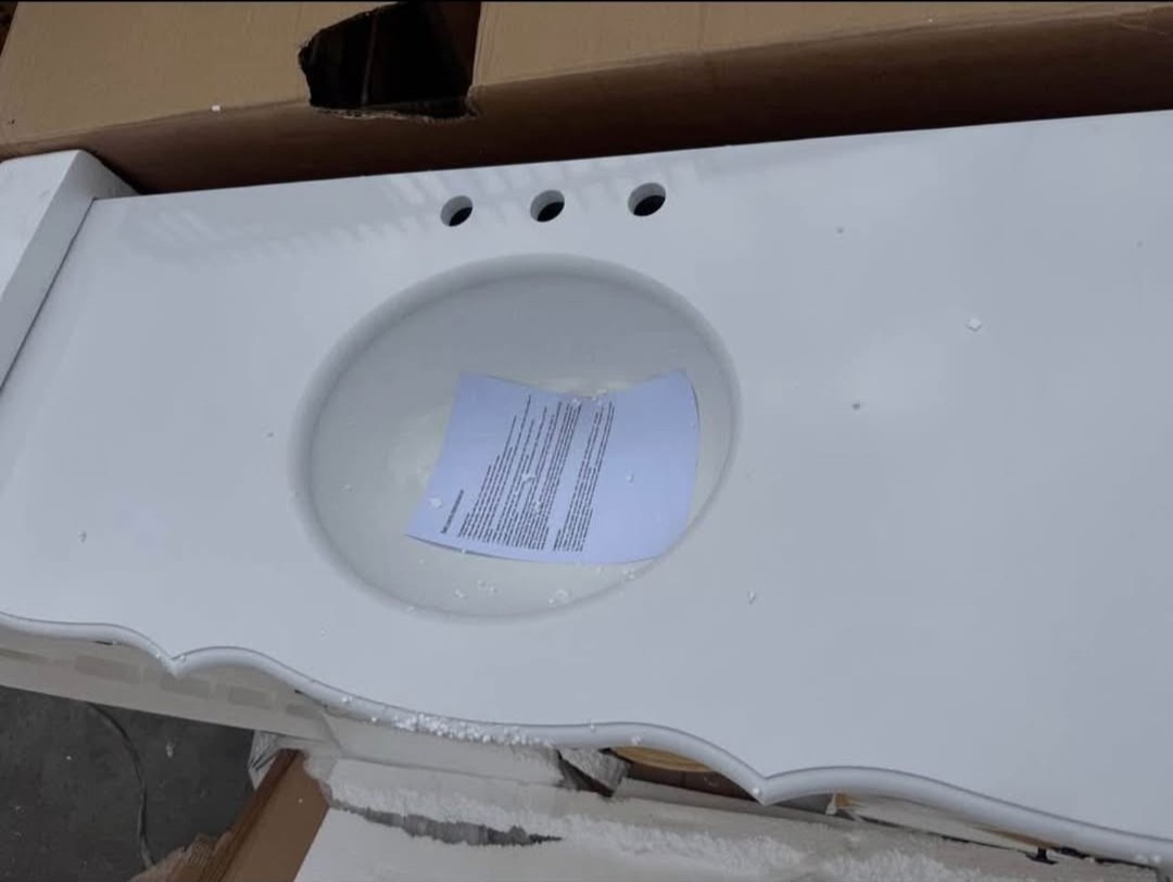 ✨️ Elegant Decor Home Furnishing 60-in Antique Beige Undermount 1 Sink Bathroom