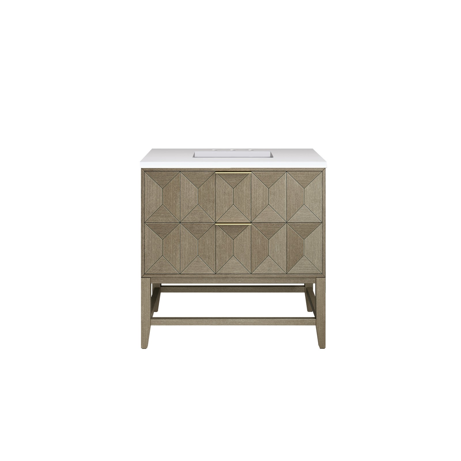 James Martin Vanities D100-V36-3WZ Emmeline 36″ – Pebble Oak / White Zeus
