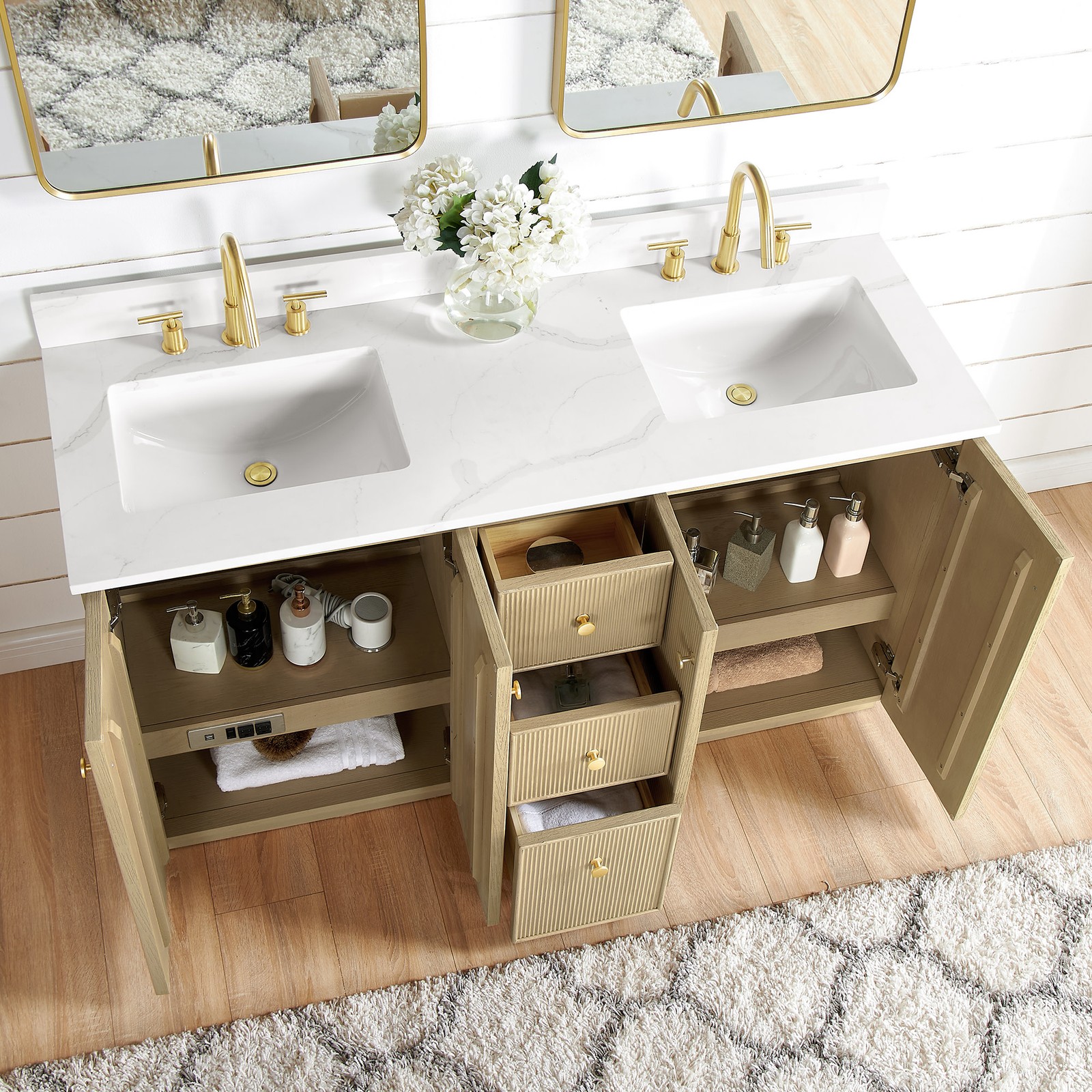 Miseno MV-NM-OZA60M-WQT Oza 60″ – Aged Natural Oak