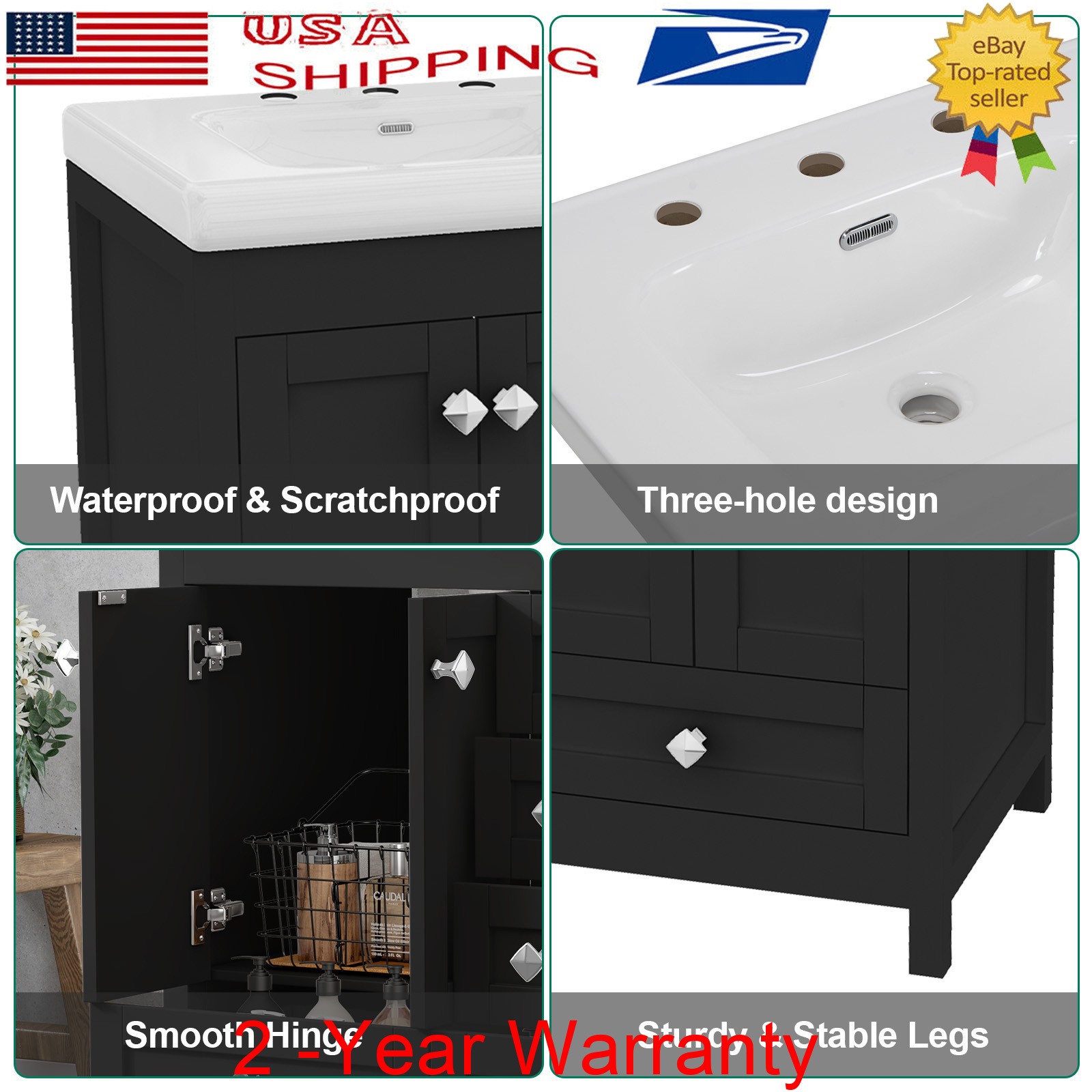 47.3″ Bathroom Vanity w/ Double Sink Bathroom Sink Cabinet Freestanding Storage