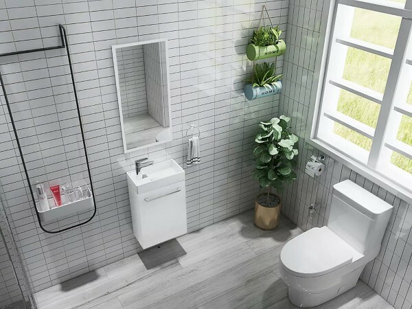 keen 16″ Wall Hung Bathroom Vanity with Reversible Ceramic Top,made by GB Canada