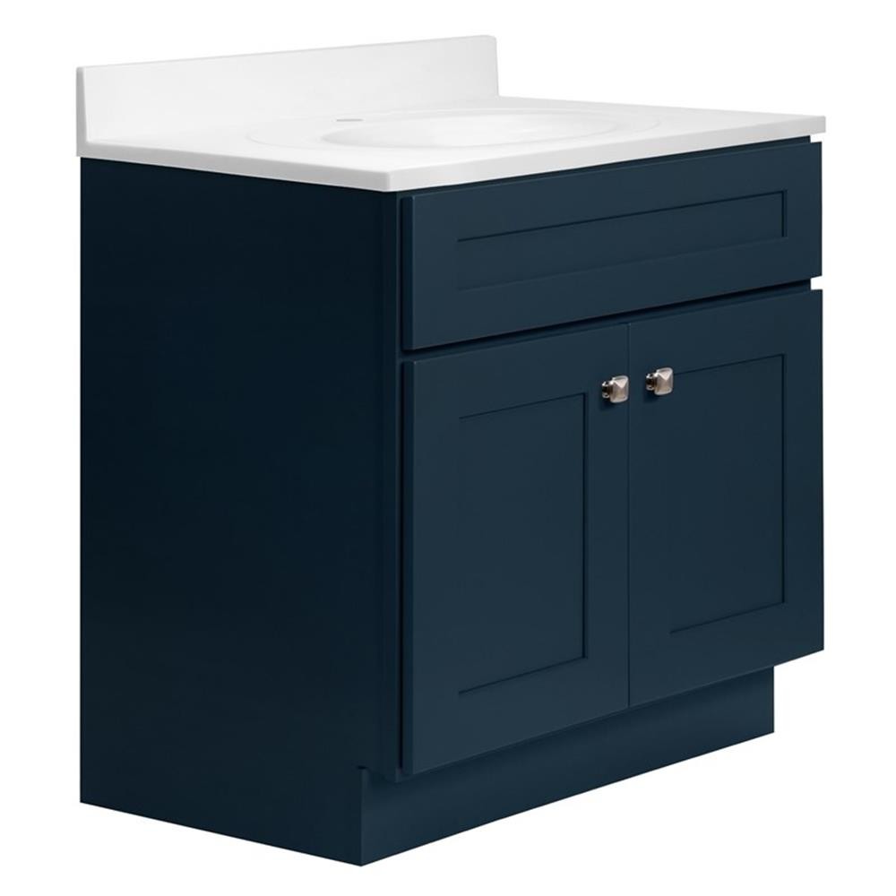 Bowery Hill 31-Inch Bath Vanity – Dark Night Base and Single Hole Top