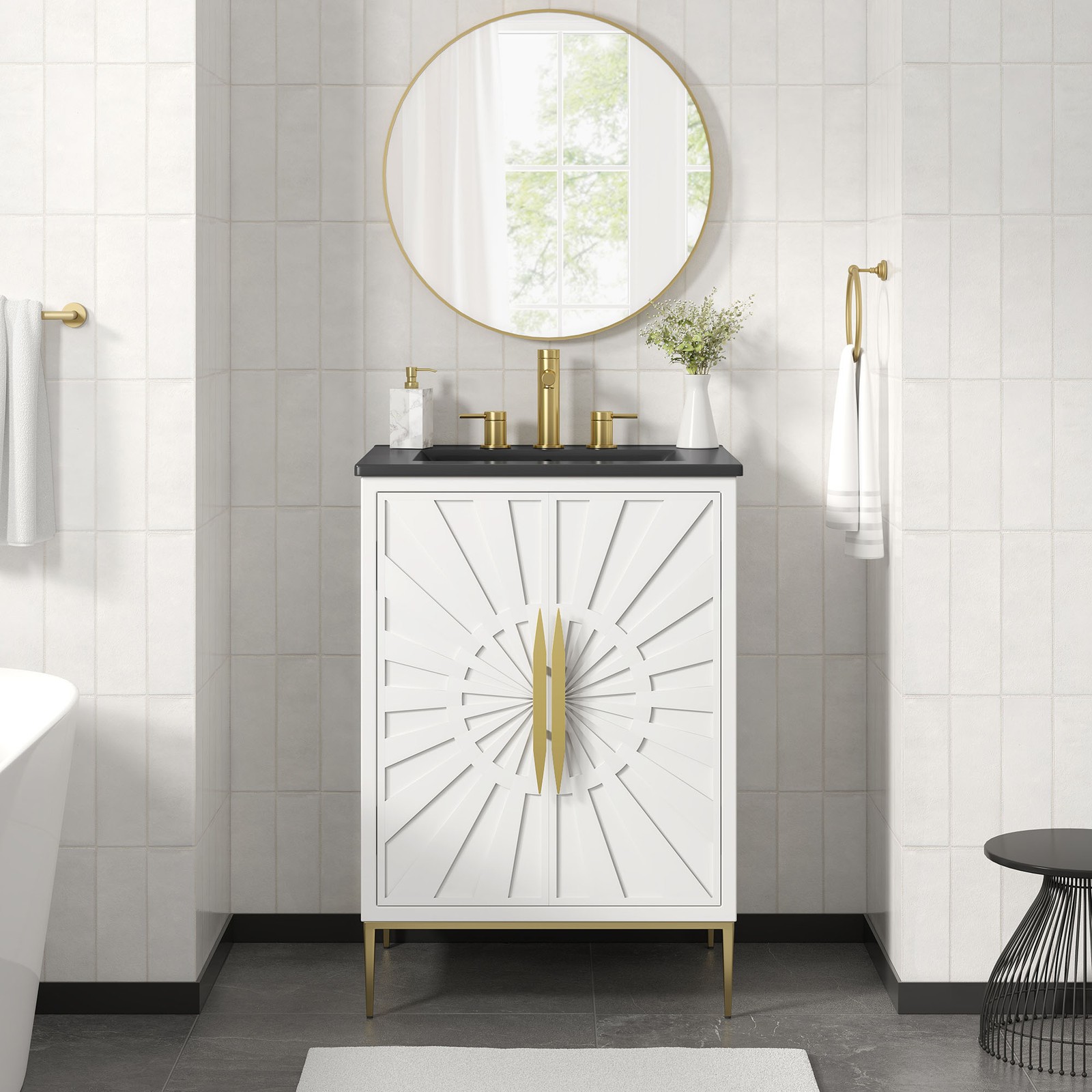 Modway Awaken 24″ Bathroom Vanity in White With Ceramic Sink Basin