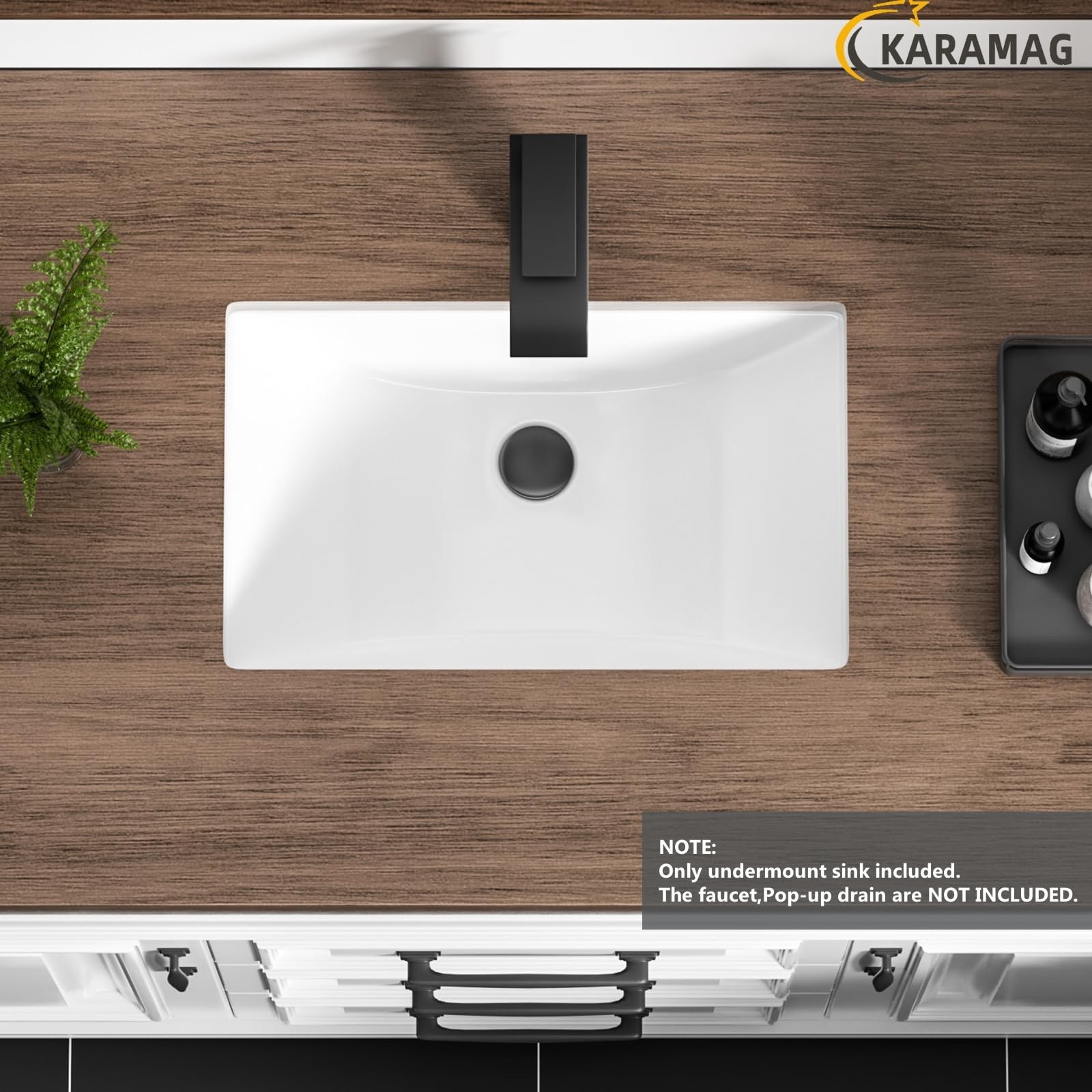 Undermount Bathroom Sink 18.7X11.9 Inch White Rectangular Porcelain Ceramic V…