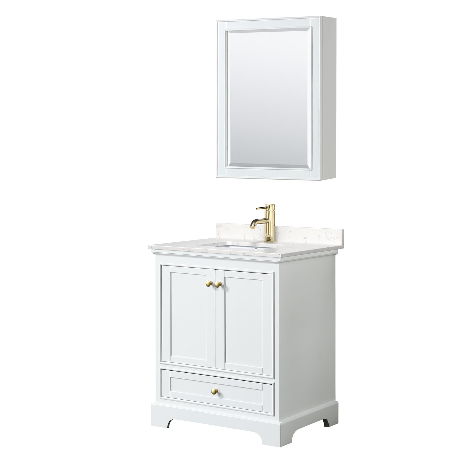 Wyndham Collection WCS202030S-VCA-MED Deborah 30″ – White / Carrara Cultured
