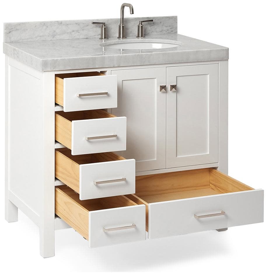 Ariel A036SRCW5OVO Cambridge 36″ – Midnight Blue / Italian Carrara Marble Top /