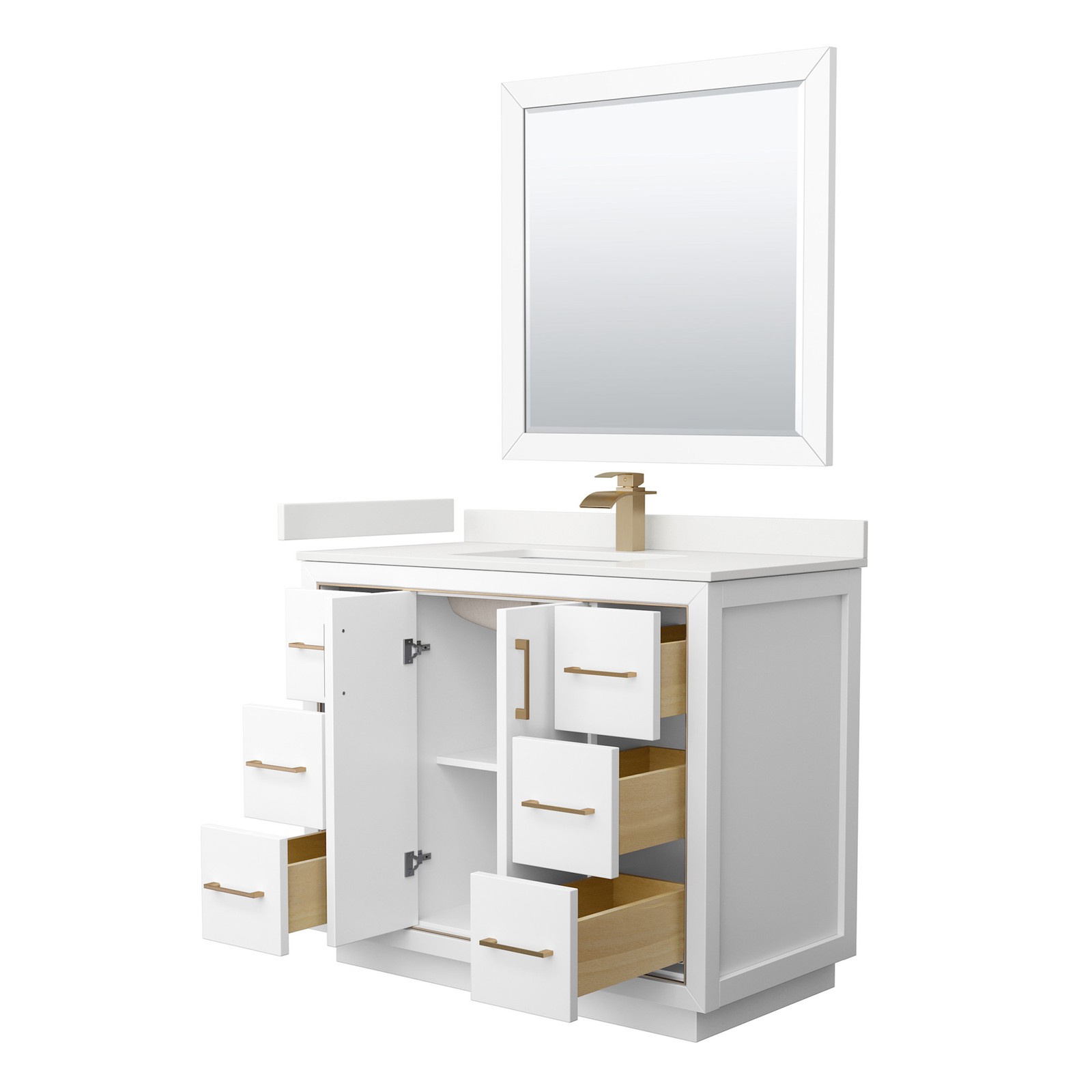 Wyndham Collection WCF111142S-QTZ-UNSM34 Icon 42″ – Dark Gray / White Quartz Top